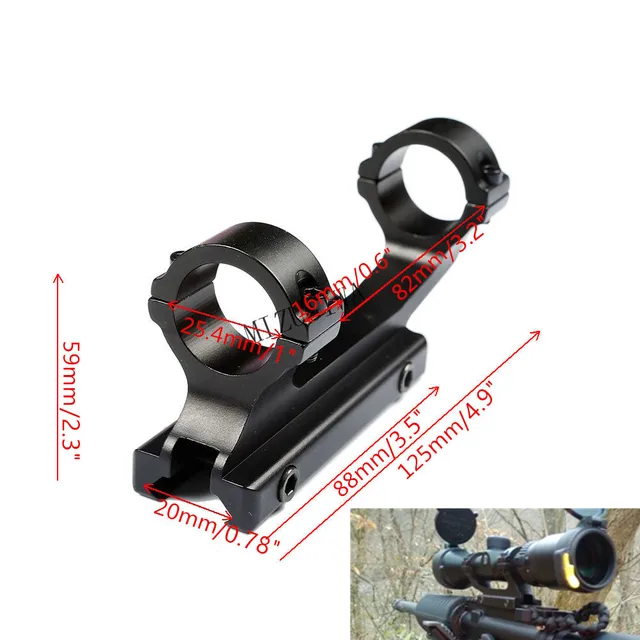 US $9.07 MIZUGIWA Tactical Heavy Duty Cantilever Scope Mount 25.4mm Dual Rings 20mm Picatinny Rail Weaver Ad