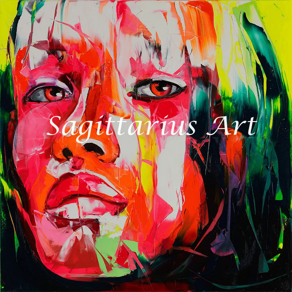 

Francoise Nielly Designers Hand Painted Untitled 532 Cool Face Palette knife Abstract Oil Painting Canvas Home Decor Fine Art