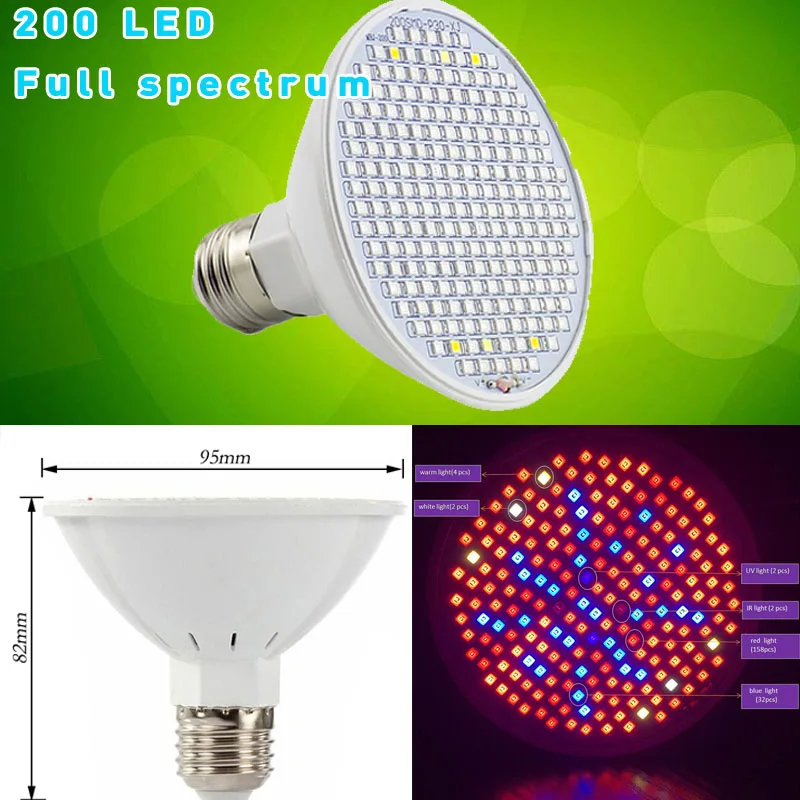 GADDRT 8W E27 5730 18-LED Plant Grow Light Bulb Hydroponic Veg Flower Full Spectrum