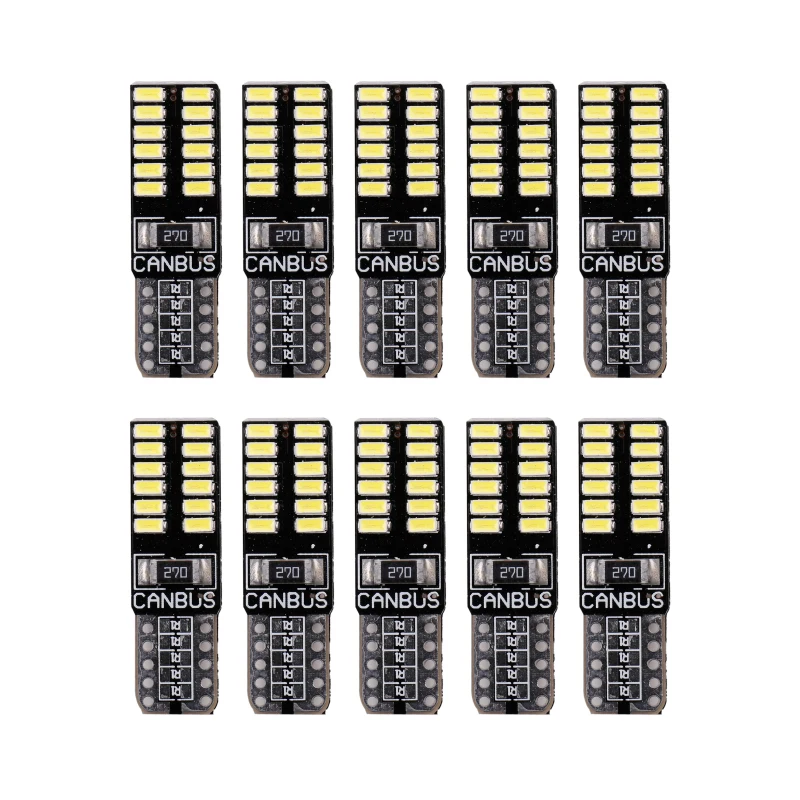 10 шт./лот T10 led canbus 24led 3014smd LED без ошибок OBC 194 168 W5W внутренний приборный свет лампа