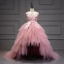 Детское бальное платье; платье для Первого Святого Причастия; детское платье для торжеств; праздничное платье для дня рождения; детское платье с бисером и цветочным узором для девочек; Y605