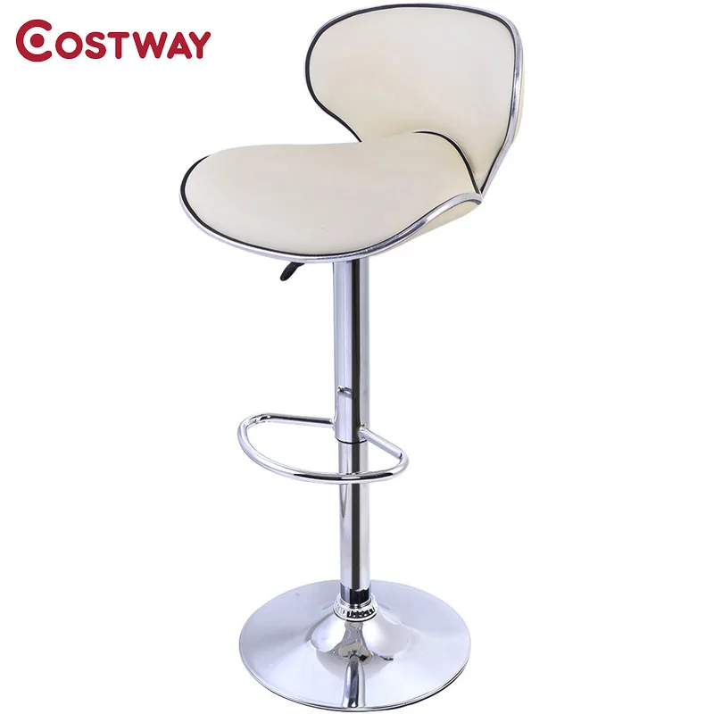 

COSTWAY PU Leather Modern Adjustable Bar Stool Swivel Chair Bar Stool Commercial Furniture Bar Tool HW50135BE