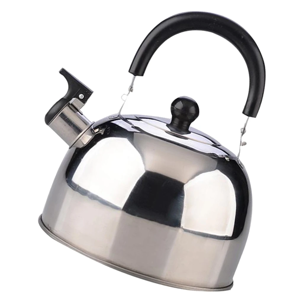 Outdoor Camping Stainless Steel Whistling Kettle Kitchen Tea Pot Silver 3L