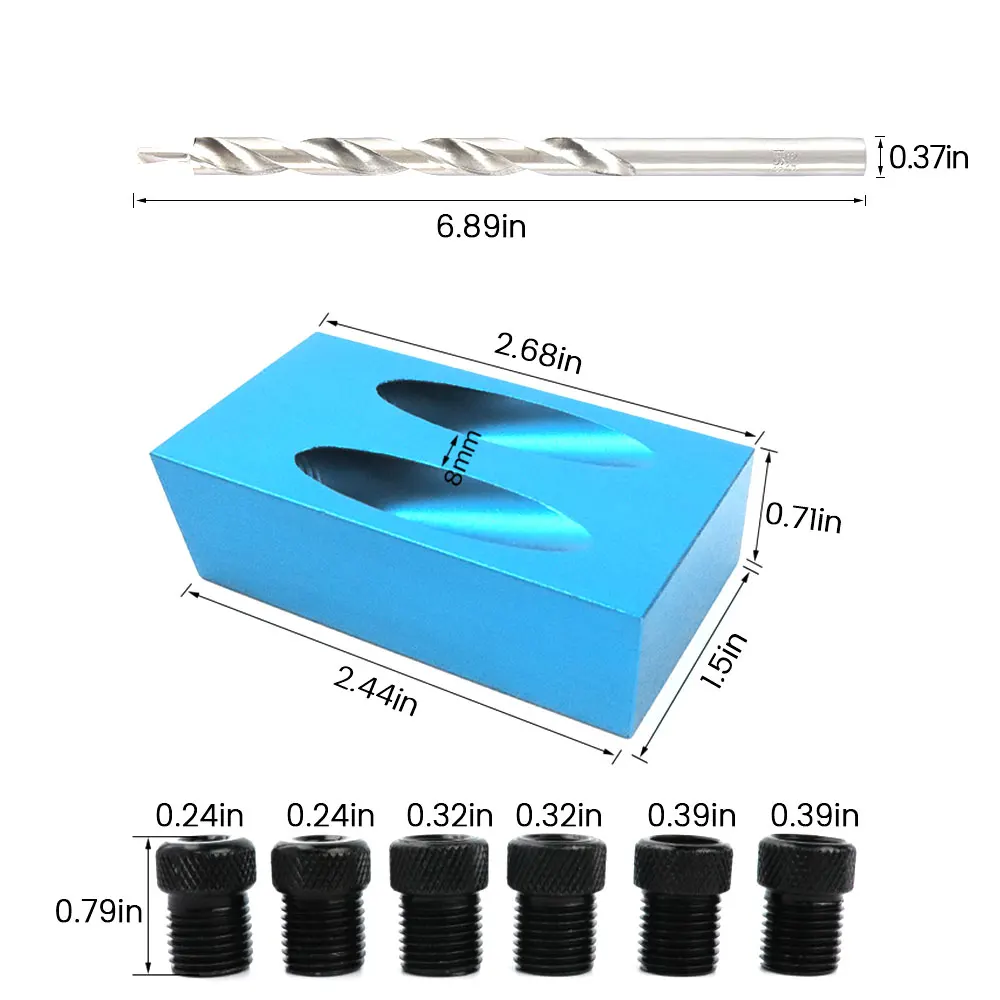 Деревообрабатывающий карман отверстие джиг комплект 6/8/10 мм угол направитель сверла набор отверстие тонкий пояс, который крепится на локатор джиг сверло Набор «сделай сам» для столярных инструментов