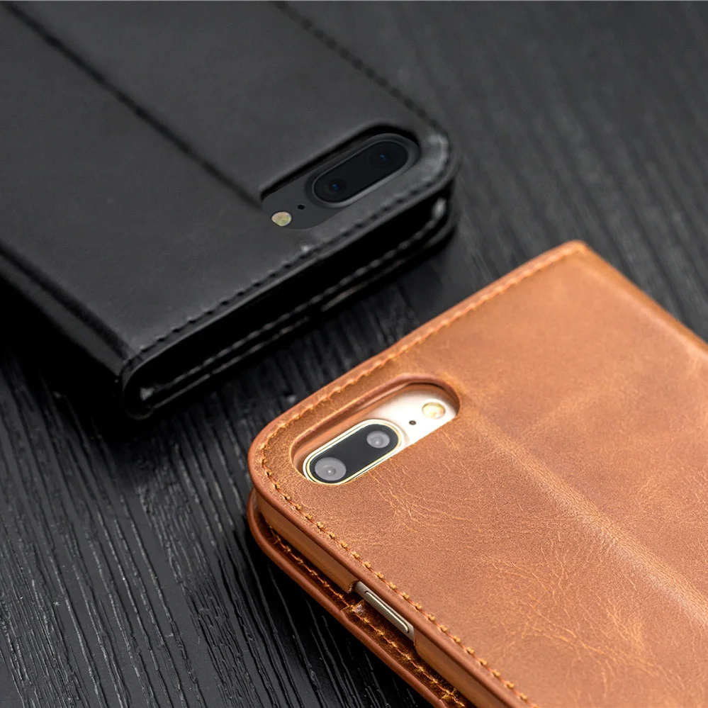 Genuine Leather iPhone 7 / 8 Wallet Case - Black