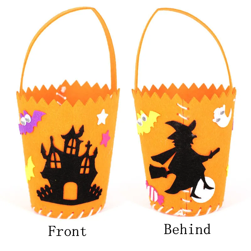 Halloween DIY Goodie Bag Kids Carry Pumpkin Bags Kindergarten Craft Toys DIY Handmade Material Package Candy Basket Props