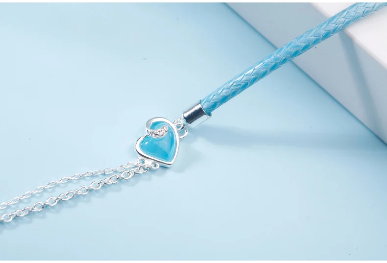 SA SILVERAGE женские браслеты в богемном стиле с голубым драгоценным камнем, свадебные ювелирные украшения в виде сердца, Настоящее серебро 925 пробы, браслеты для женщин