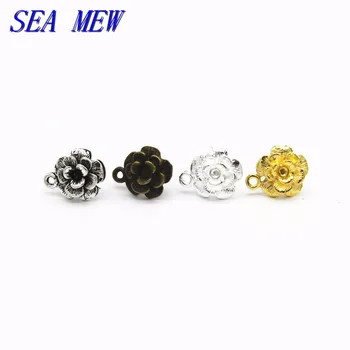 

11MM Metal Zinc Alloy Antique Bronze/Gold/Silver Color Flower Earring Posts With a Loop Vintage Style Earring Base Settings