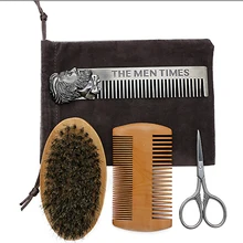 4 шт. набор помазок двухсторонняя Расческа для укладки ножницы для усов ремонт Моделирование инструмент для удаления черных точек и прыщей инструмент мужской бритья