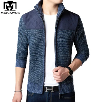 

MIACAWOR New Autumn Winter Sweatercoat Men Cardigan Casual Men Knitwear Sweater Zipper Pull Homme Drop Shipping Y091