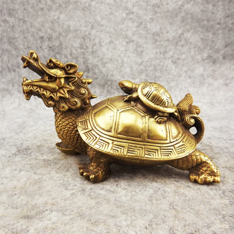 Old antique Bronze Arts &amp Crafts Pure copper dragon turtle mother and son at home gift crafts decoration | Дом и сад