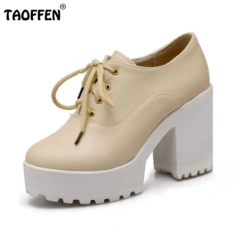 

Spring Autumn Vintage Women Boots Platforms High Square Heel Boots Fashion Lace-up Ankle Solid Women Shoes Size 35-43