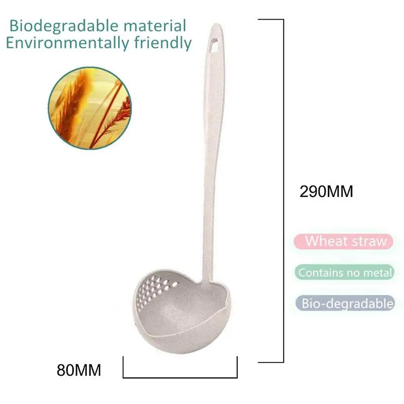 2 в 1 длинная ручка суповая ложка дуршлаг домашний сито для приготовления пищи инструменты Пшеничная солома Черпак поварешка посуда кухонные принадлежности гаджеты
