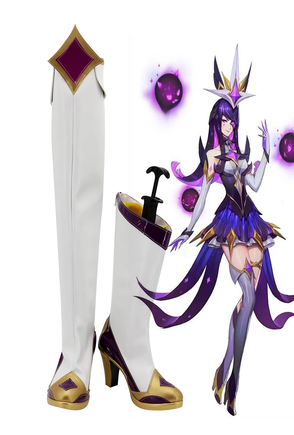 

LOL Syndra Shoes Cosplay LOL Star Guardian The Dark Sovereign Syndra Cosplay Boots High Heel Shoes Carnival Halloween Cosplay