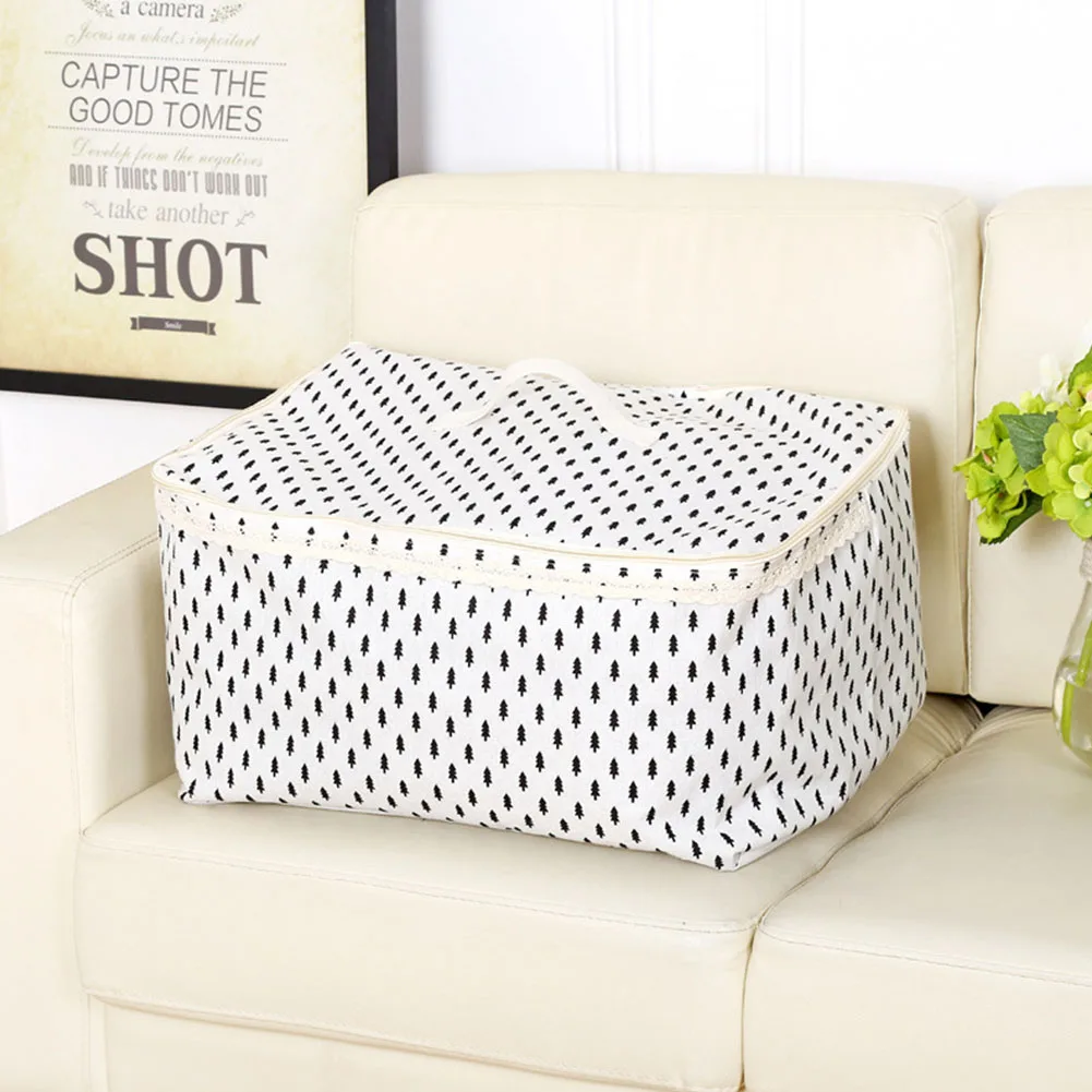 

Home Use Pouch Moisture Proof Eco-friendly Blanket Storage Bag Large Capacity Zipper Quilt Organizer Protective Cotton Linen