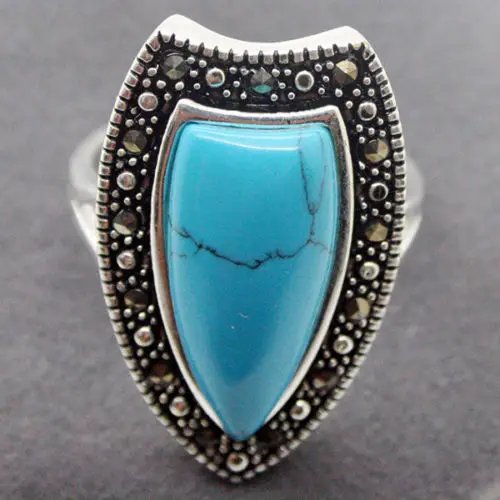 

RARE MYSTIC BLUE TURQUOISE 925 STERLING SILVER RING SIZE JEWELRY SZ 7/8/9/10