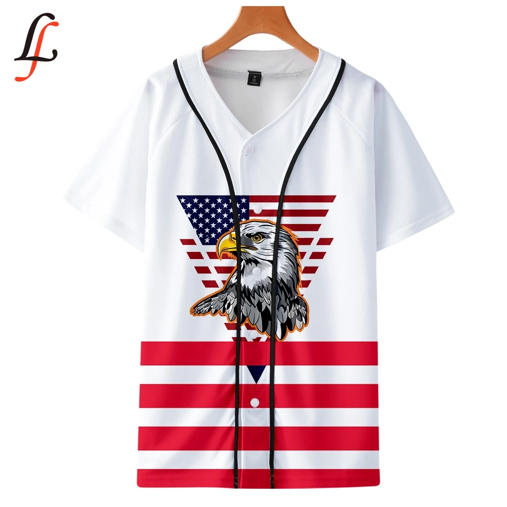 American Independence Day 3D Harajuku Baseball T-shirt Women/Men Summer Hot Sale Short Sleeve Clothes Popular | Женская одежда