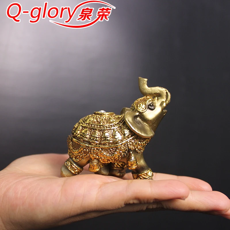 Q glory золотые фигурки слонов статуя из смолы Счастливый Слон садовые аксессуары