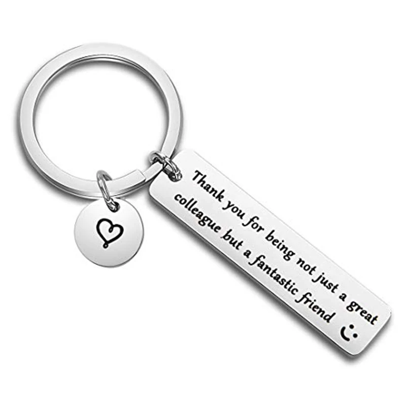 

Stainless Steel Charm Keychain Engraved Thank You Colleague Fantastic Friend Key Ring Women Men Company Colleague Keyring Gifts