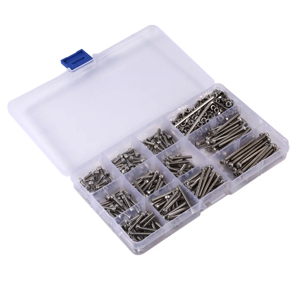 440pcs/set M3 Wood Screws Nuts Set Hex Head Socket Screws and Nuts 2