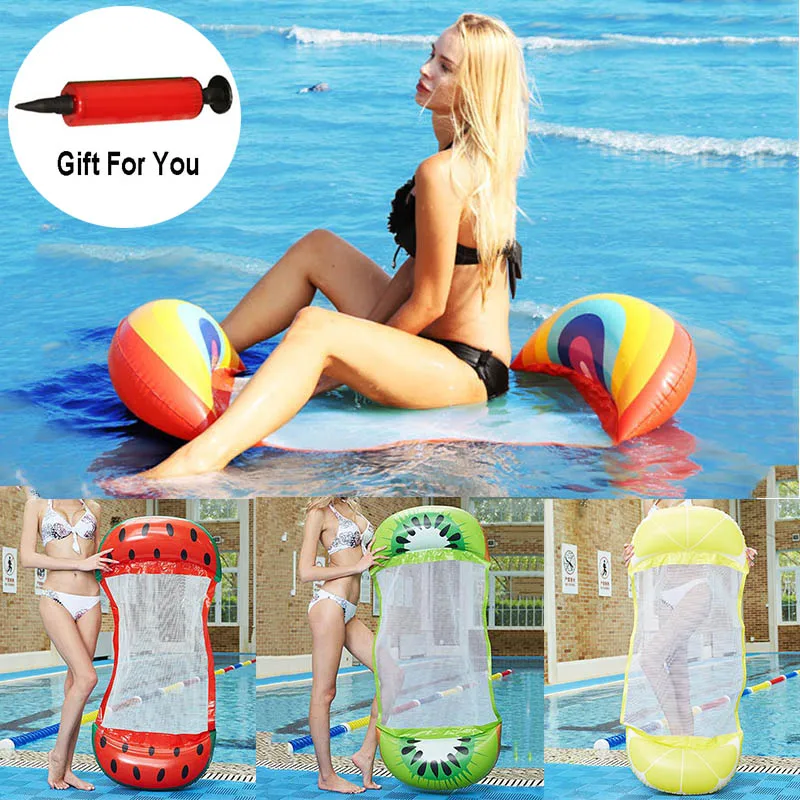 

Summer Inflatable Floating Row Chair Pool Air Mattresses Beach Foldable Swimming Pool Fruit Chair Hammock Water Sports Mattress