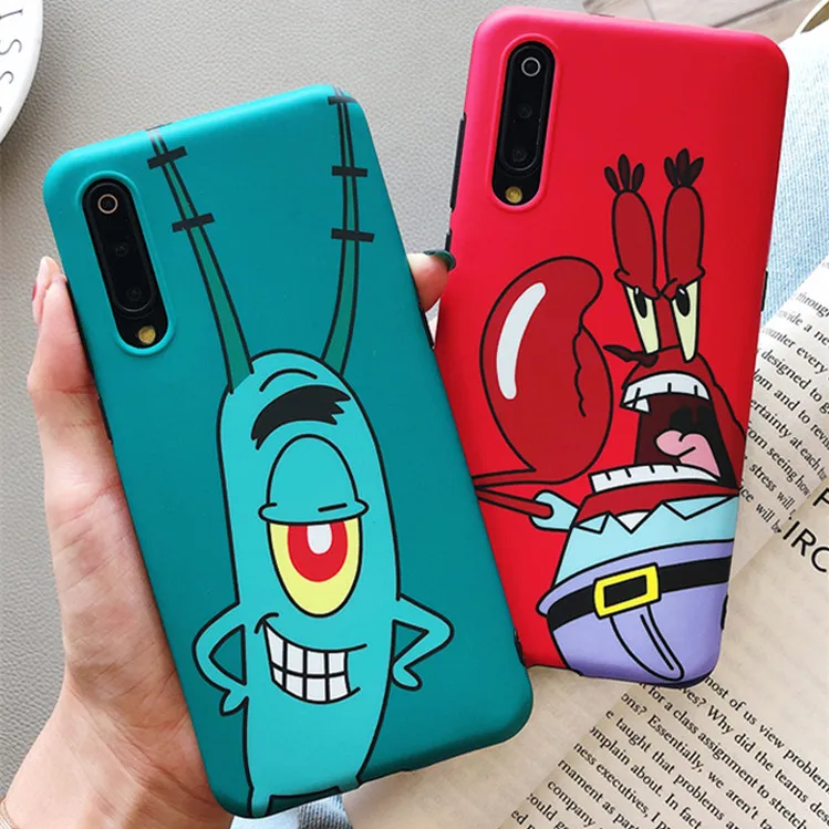 

For Xiaomi mi9 SpongeBob Case, Cute Mr.Krabs Soft back phone cover for Xiaomi mi 8 8se mi9se 6X Redmi note 5 Cartoon cover