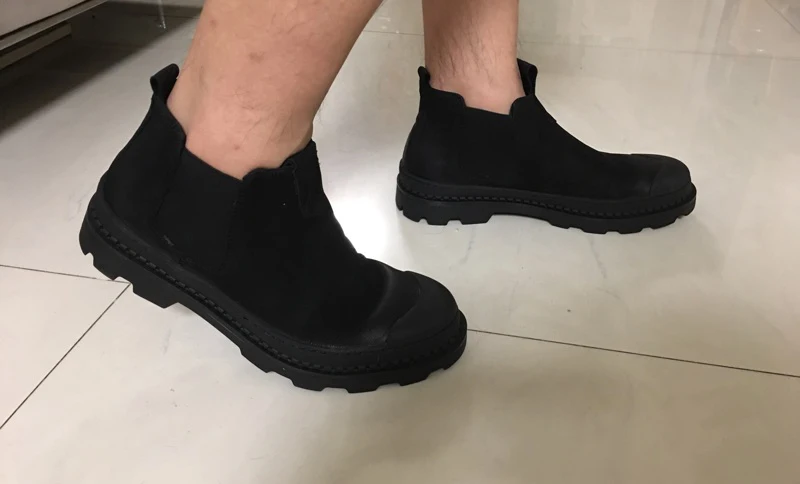 Зимние ботинки челси Harajuku с искусственным мехом; мужская повседневная обувь без застежки; ботинки с высоким берцем; черные кроссовки с натуральным лицевым покрытием