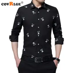 Covrlge Для мужчин; рубашка с длинными рукавами для мальчиков принт Повседневные платья рубашки бренд мужской одежды 2018 большой Размеры 4XL 5XL