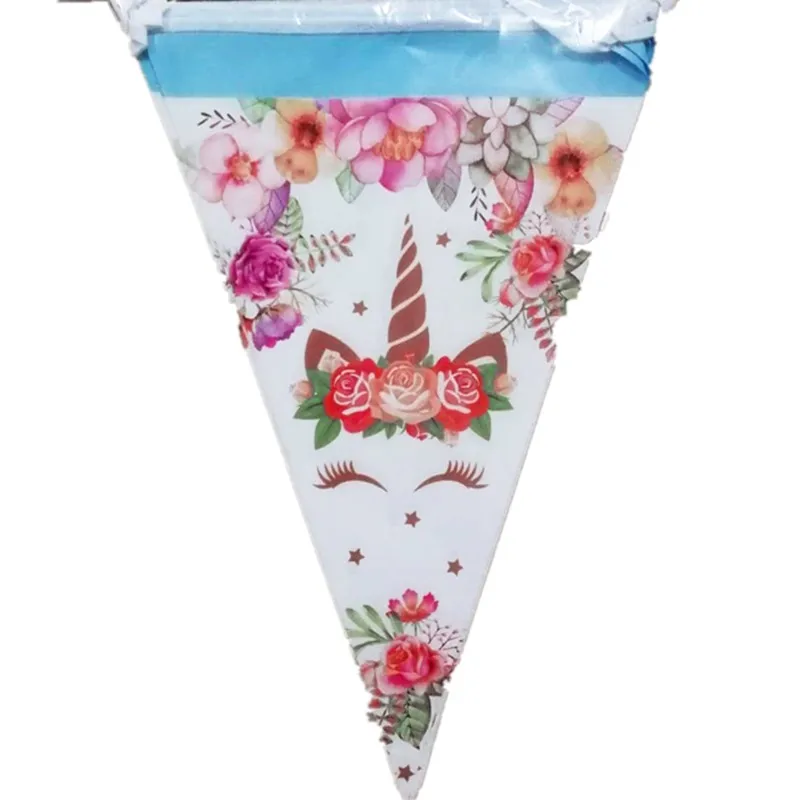 

Cartoon Unicorn Banner Birthday Unicorn Party Hanging Paper Flags Banner For Kids Birthday Decoration Party Supplies