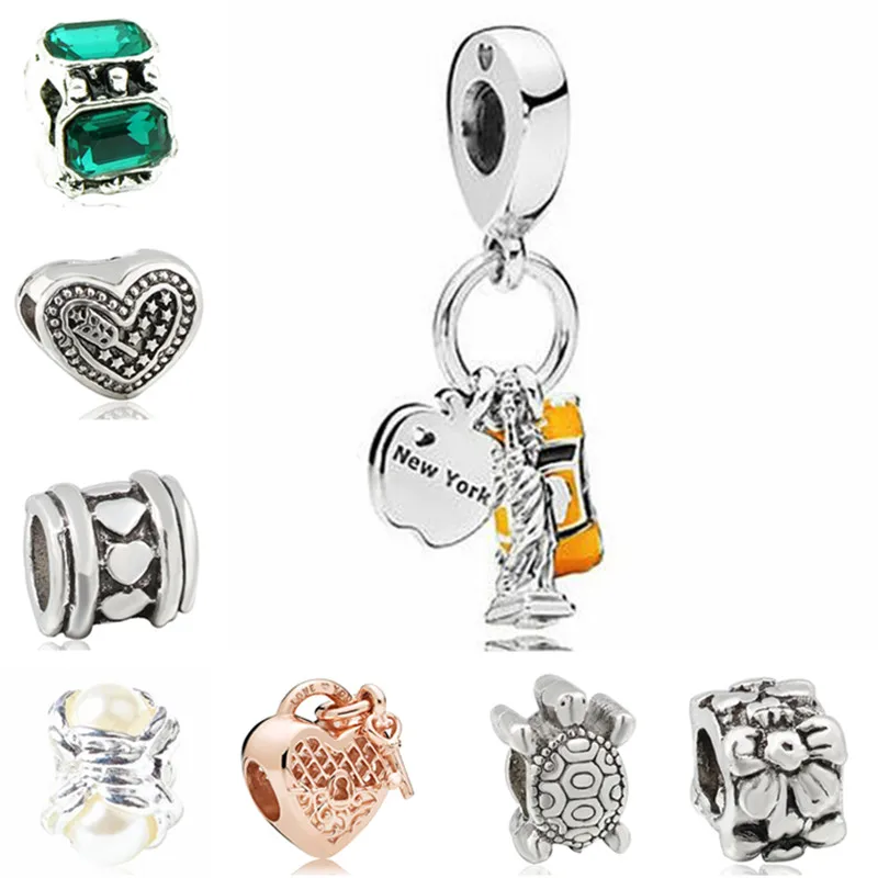 

New Fashion Love Heart Arrow Cake Flower Trophy Alloy Pendant Beads Fit Pandora Charm Bangles Anklets for Women Making Jewelry