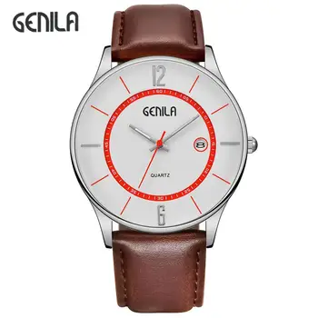 

GENILA Fashion Casual Watch Men Military Date Quartz Analog Clock Luxury Men Leather Wristwatches Hours relojes hombre 2020 #113