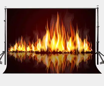 

7x5ft Burning Fires Backdrop Black Fireplaces Photography Background