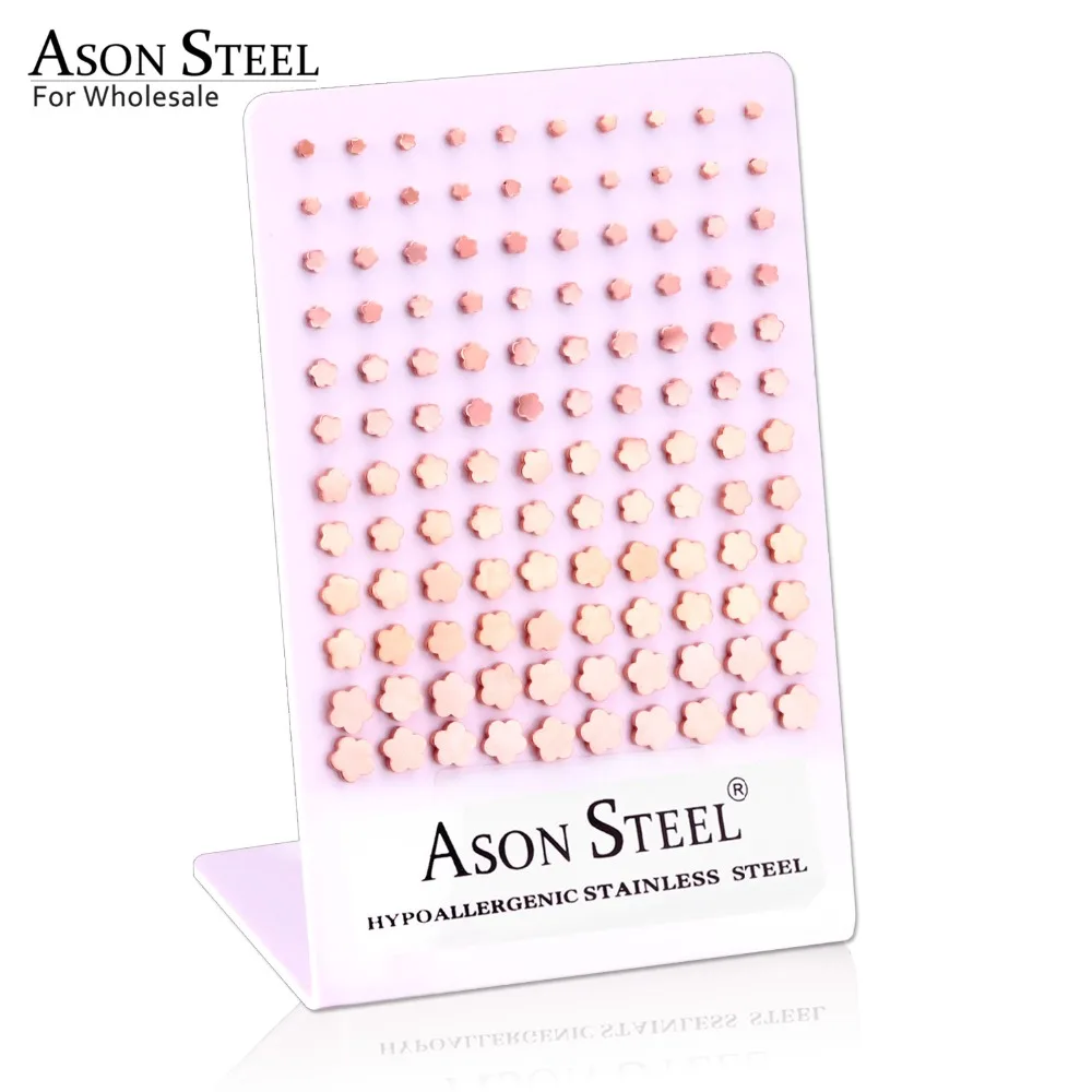 

ASONSTEEL Cute Plum Blossom Flower Stud Earrings Rose Gold Stainless Steel Prevent Allergy Earring for Women Girls Party