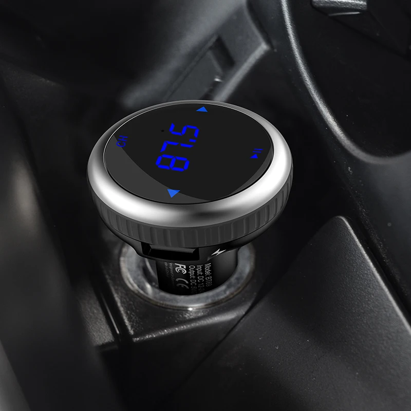 

Car Bluetooth FM Transmitter Handsfree MP3 Audio Player Dual USB Charger LED Display Voltage Monitor with TF/SD stereo Adapter