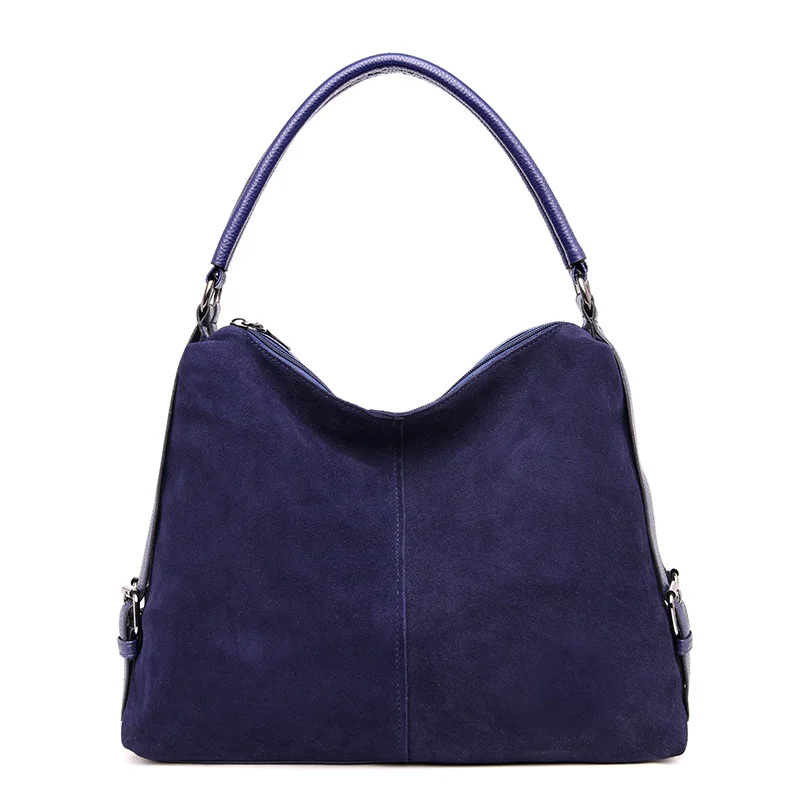 Funatom настоящий спилок замша кожа сумка на плечо для женщин Женская Повседневная сумка почтальон сумки с верхней ручкой хорошее качество - Цвет: Синий