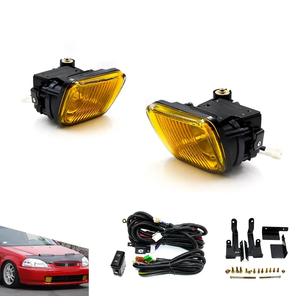 Желтые/прозрачные Противотуманные фары для Honda Civic 96-98 2/3/4DR Противотуманные фары дальнего света с выключателем TT100477