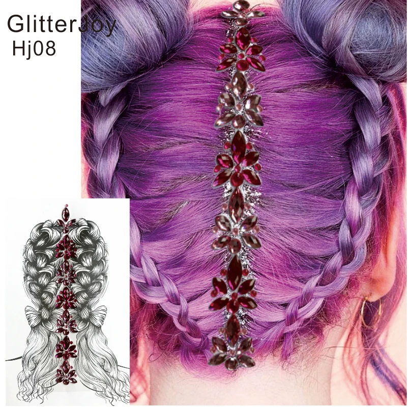 

HJ08 1Pc Rose Braids Jewelry Hair Accessories Bindi Sticker Body Party Carnival Decor Flower Crown Inspired