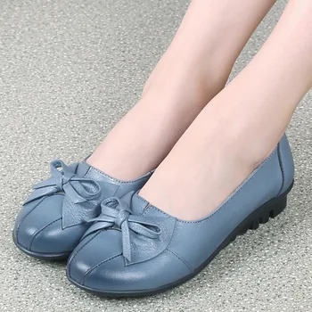 

Nice Shoes Woman Genuine Leather Women Shoes 2 Colors Loafers Women Flat Shoes Fashion Women Flats
