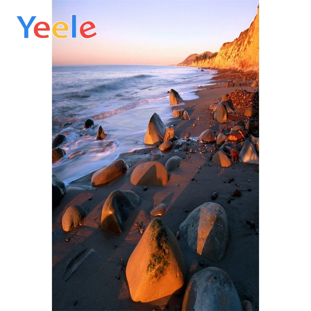 

Yeele Modern Simple Seaside Landscape Stones Photography Backdrops Sand Wallpapers of Photographic Backgrounds For Photo Studio