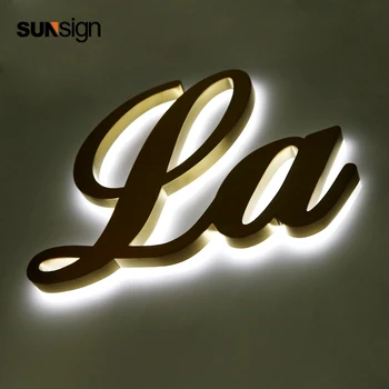 

3D led backlit stainless steel sign halo lit signage channel letters