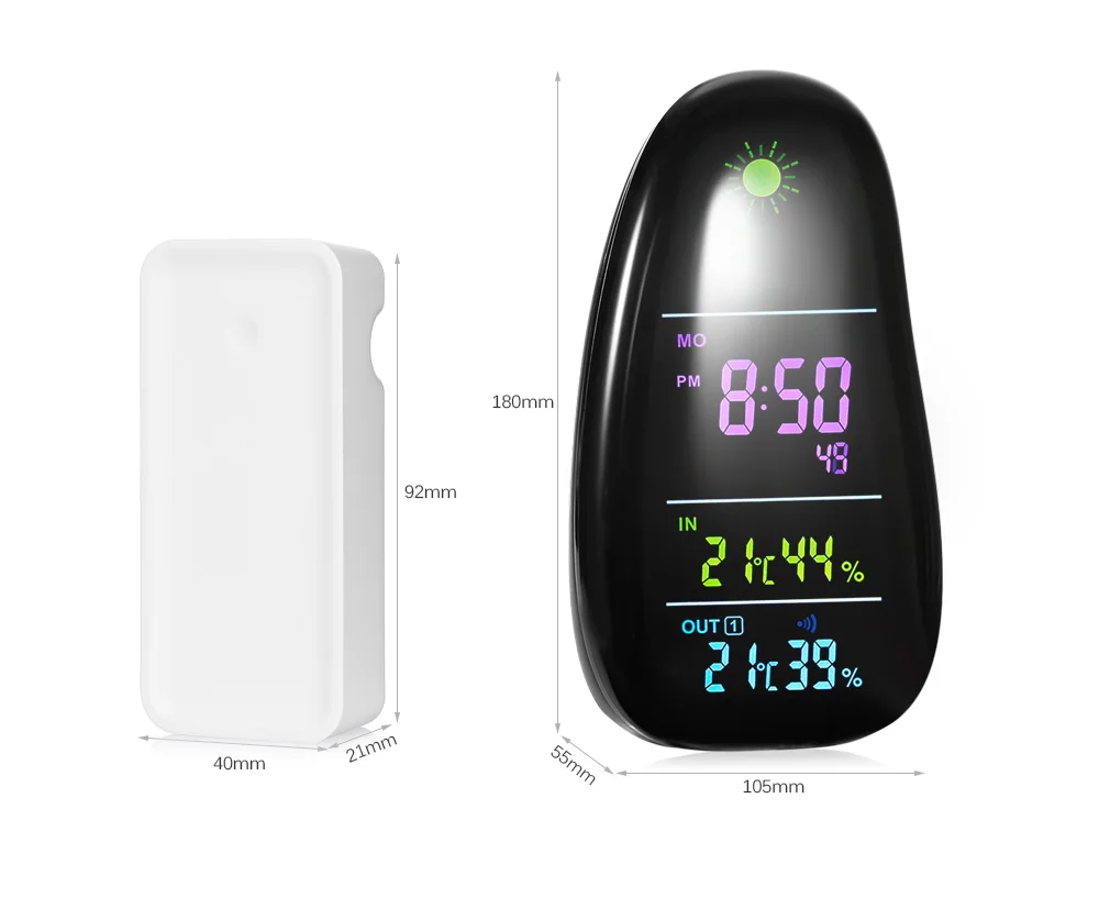 YGH392 Cobblestone Wireless Weather Forecast Station Indoor / Outdoor Temperature Humidity Monitor Alarm Clock with Remote Sensor