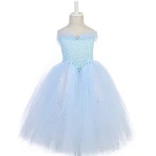 Светильник; платье принцессы Белль и чудовище; цвет синий праздничное платье пачка с v-образным вырезом для девочек; блестящее Сетчатое бальное платье из полиэстера