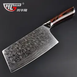 Высокое качество лазерный дамасский узор кухонный нож импортная ручка Полный Тан китайский Кливер кости разделочные нож