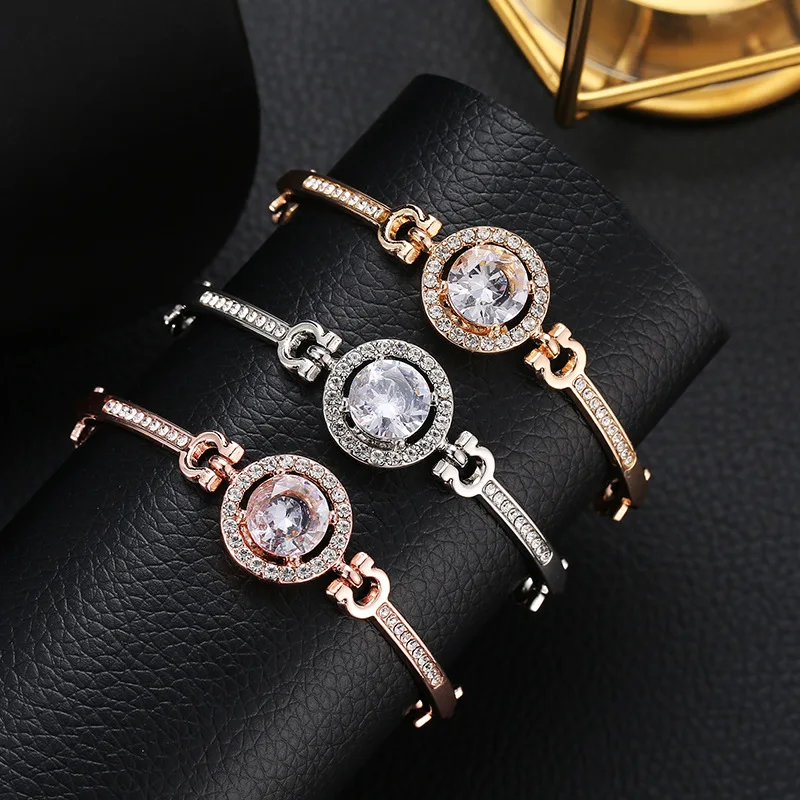 

2019 New Charm Crystal Design Ladies Bangle Female Dress Fashion Alloy Chain Bracelets Women Diamond Bracelet Jewelry