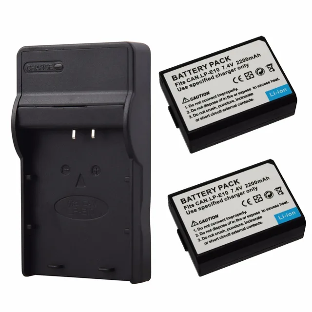 2x 2200mAh LP E10 LPE10 Digital Battery+Charger for Canon 1100D 1200D