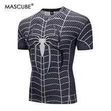 MASCUBE Человек-паук 3D Принт футболки Для мужчин сжатия Фитнес рубашки супергероя топы, костюм короткий рукав Фитнес футболки для кроссфита