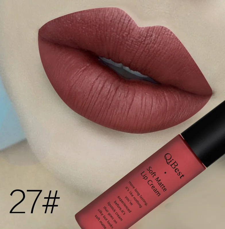 Бренд beauty Lips макияж водостойкий блеск для губ матовый блесек для губ помада косметический стойкий пигмент телесного цвета бархатная жидкая губная помада матовая партия - Цвет: 27