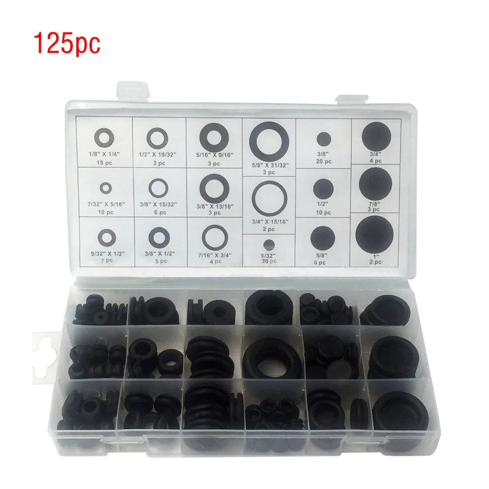 Buy hot 125pcs Rubber Grommet Set Assortment Hole Plug Assorement Kit DIY