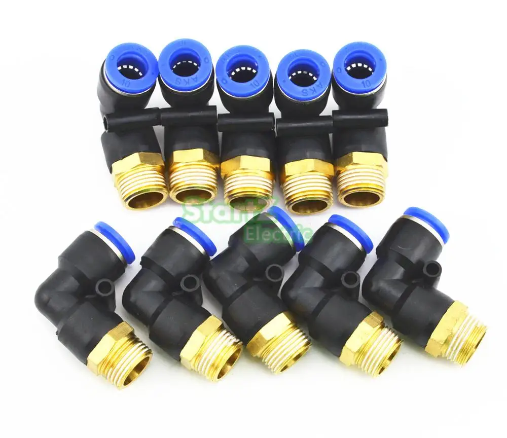 10mm X 3/8'' Thread Pneumatic Male Elbow Connector Tube Air Push In Fitting 10Pcs | Обустройство дома