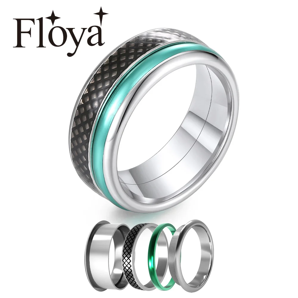 

Floya Titanium Rings Couple Arctic Symphony Statement Femme Bijoux Punk Silver Ring Gold Stainless Steel Rings Band Free Box